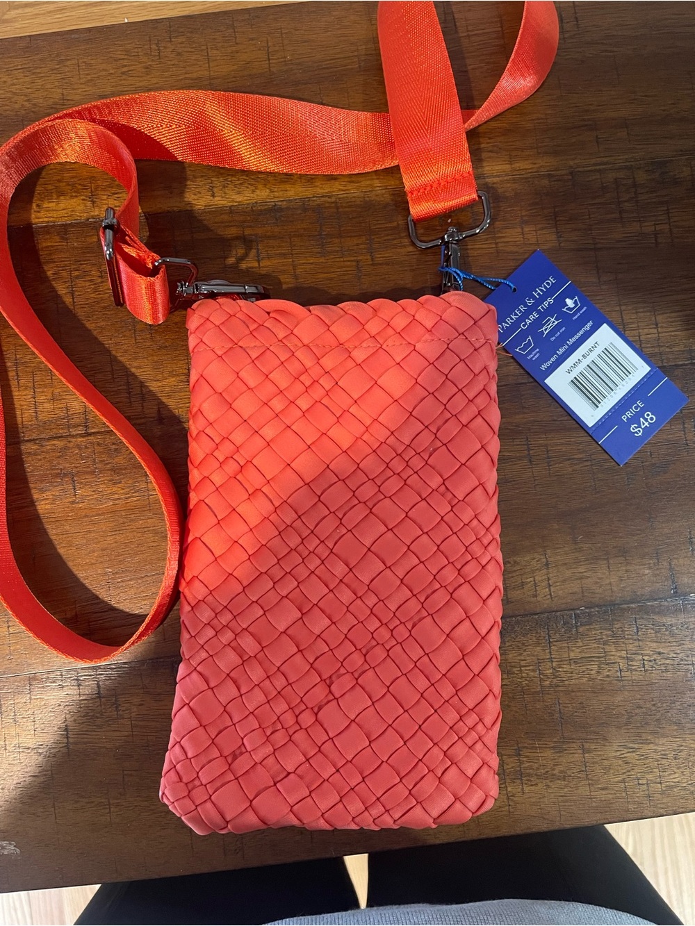 Woven Crossbody Bag - Bright Orange